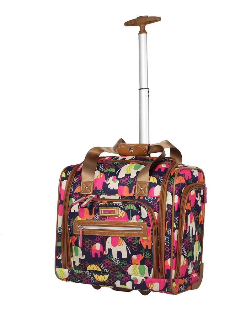 Lily Bloom Designer 15 Inch Carry On - Weekender Overnight Business Travel Luggage - Lightweight 2- Rolling Wheels Suitcase - Under Seat Rolling Bag for Women (Elephant Rain) - Image 1